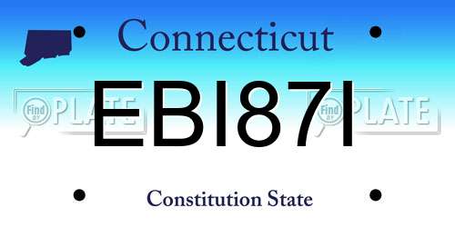 EBI87I Connecticut License Plate