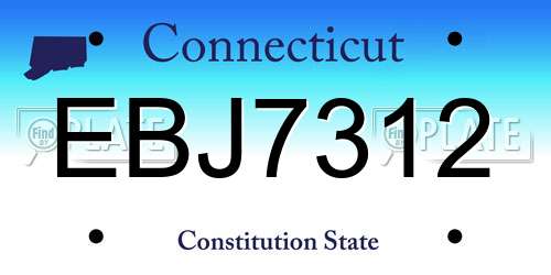 EBJ7312 Connecticut License Plate
