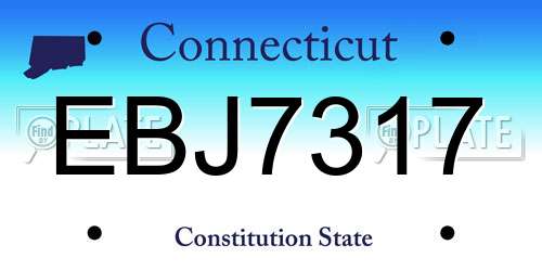 EBJ7317 Connecticut License Plate
