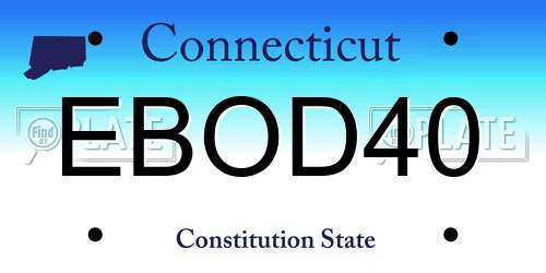 EBOD40 Connecticut License Plate