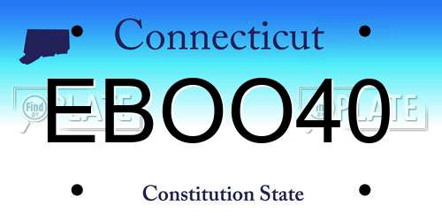 EBOO40 Connecticut License Plate
