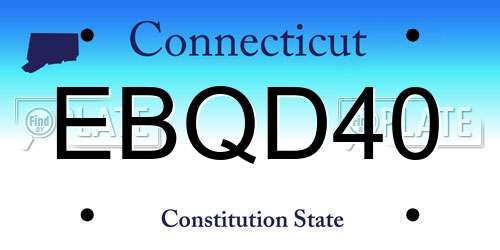 EBQD40 Connecticut License Plate