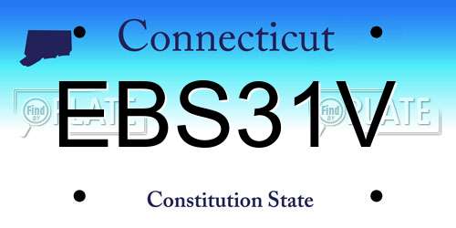 EBS31V Connecticut License Plate