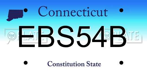 EBS54B Connecticut License Plate