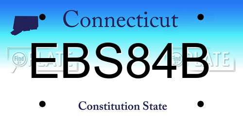 EBS84B Connecticut License Plate