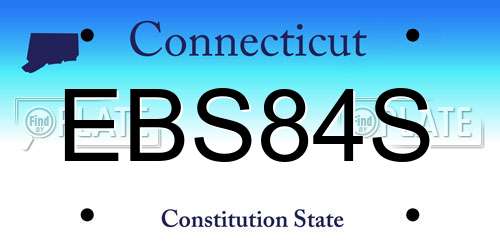 EBS84S Connecticut License Plate