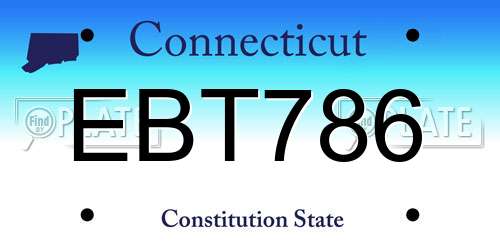 EBT786 Connecticut License Plate
