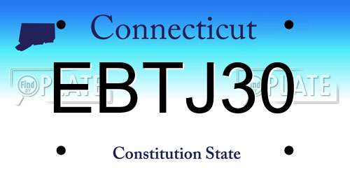EBTJ30 Connecticut License Plate