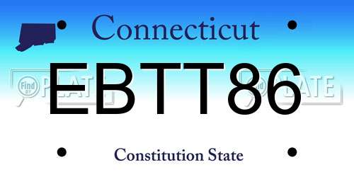 EBTT86 Connecticut License Plate