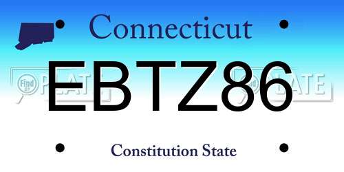 EBTZ86 Connecticut License Plate
