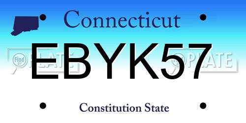 EBYK57 Connecticut License Plate