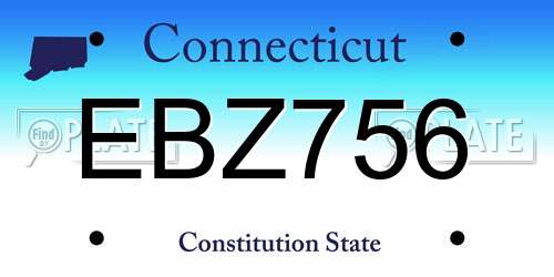 EBZ756 Connecticut License Plate