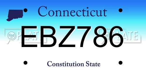 EBZ786 Connecticut License Plate