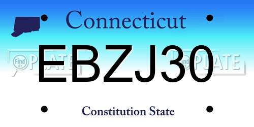 EBZJ30 Connecticut License Plate