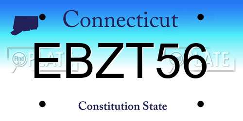 EBZT56 Connecticut License Plate