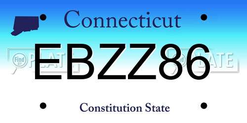 EBZZ86 Connecticut License Plate