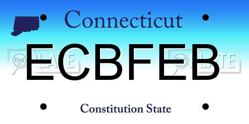 ECBFEB Connecticut License Plate