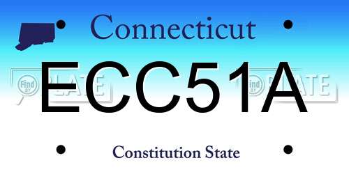 ECC51A Connecticut License Plate