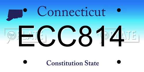 ECC814 Connecticut License Plate
