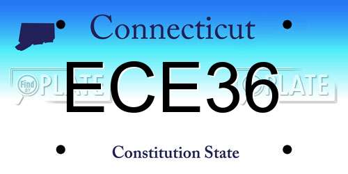 ECE36 Connecticut License Plate