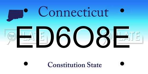 ED6O8E Connecticut License Plate