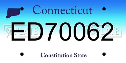 ED70062 Connecticut License Plate