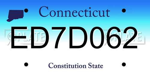 ED7D062 Connecticut License Plate