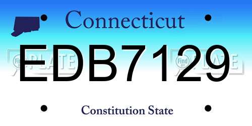 EDB7129 Connecticut License Plate