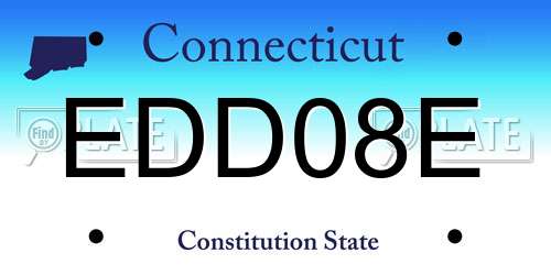 EDD08E Connecticut License Plate