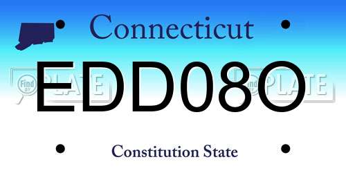 EDD08O Connecticut License Plate