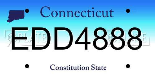 EDD4888 Connecticut License Plate
