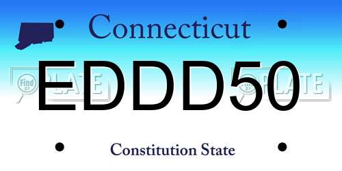 EDDD50 Connecticut License Plate