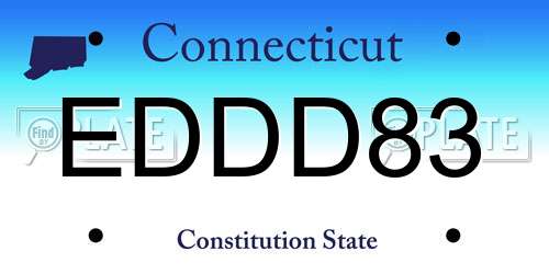 EDDD83 Connecticut License Plate