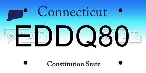 EDDQ80 Connecticut License Plate