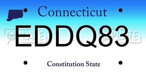 EDDQ83 Connecticut License Plate