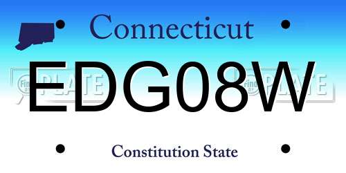 EDG08W Connecticut License Plate