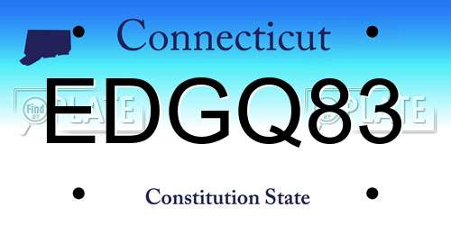 EDGQ83 Connecticut License Plate
