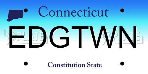 EDGTWN Connecticut License Plate