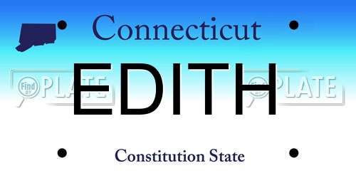 EDITH Connecticut License Plate