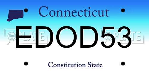 EDOD53 Connecticut License Plate