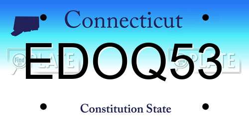 EDOQ53 Connecticut License Plate