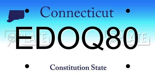 EDOQ80 Connecticut License Plate