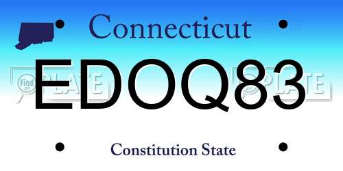 EDOQ83 Connecticut License Plate