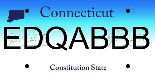 EDQABBB Connecticut License Plate