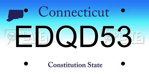 EDQD53 Connecticut License Plate