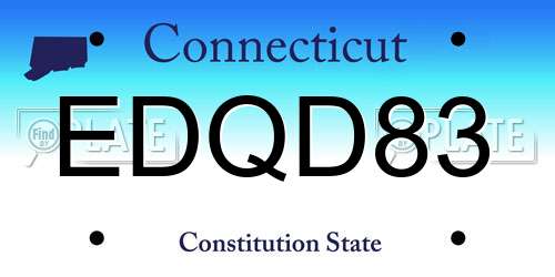 EDQD83 Connecticut License Plate