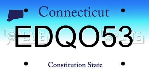 EDQO53 Connecticut License Plate