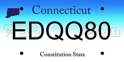 EDQQ80 Connecticut License Plate