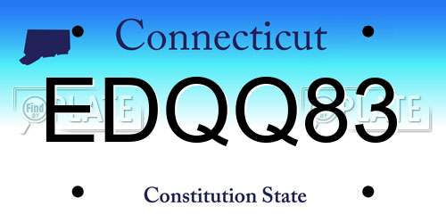 EDQQ83 Connecticut License Plate