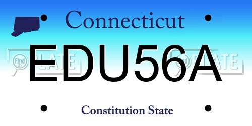 EDU56A Connecticut License Plate